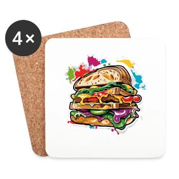 Sandwich / Sandwich / Food / Groceries - Coasters (set of 4) - white - Front