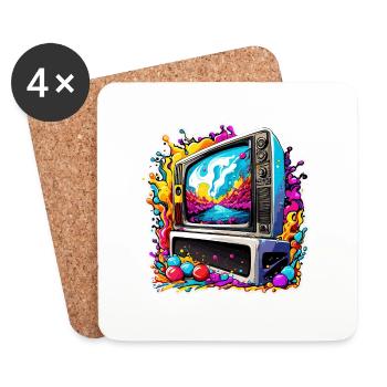 TV / Television / Analogue / Tube TV / Retro - Coasters (set of 4) - white - Front