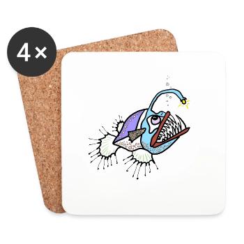 Anglerfisch - Untersetzer (4er-Set) - Weiß - Vorne
