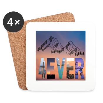 Mountains4ever - Untersetzer (4er-Set) - Weiß - Vorne