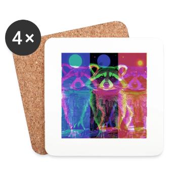 raccoon,graffiti,grey, watercolour,urban - Coasters (set of 4) - white - Front