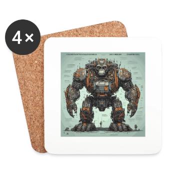 Blueprint / Sepia / Vintage / Retro / Robot - Coasters (set of 4) - white - Front
