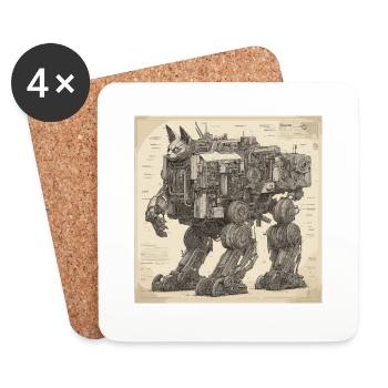 Blueprint / Sepia / Vintage / Retro / Robot - Coasters (set of 4) - white - Front