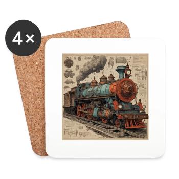 Blueprint / Sepia / Vintage / Retro / Robot - Coasters (set of 4) - white - Front