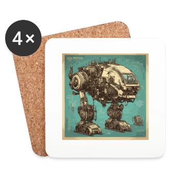 Blueprint / Sepia / Vintage / Retro / Robot - Coasters (set of 4) - white - Front