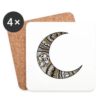 Gold Moon Mandala - Untersetzer (4er-Set) - Weiß - Vorne