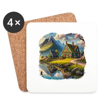 Beautiful village in the mountains - Coasters (set of 4) - white - Front