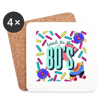 Back to the 80's - Roller Skates - CD - colorful design - Coasters (set of 4) - white - Front