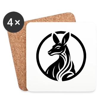 Logo kangourou en noir et blanc - Dessous de verre (lot de 4) - blanc - Devant