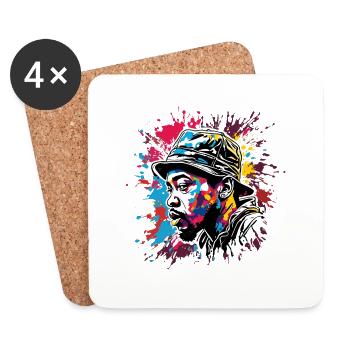 Rappeur / Hip Hop / Chanson / Cool / Rimes / Beat - Dessous de verre (lot de 4) - blanc - Devant