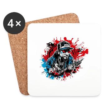 Rappeur / Hip Hop / Chanson / Cool / Rimes / Beat - Dessous de verre (lot de 4) - blanc - Devant