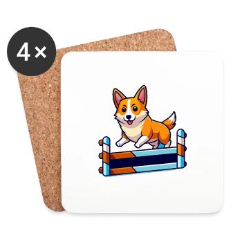 Determined Corgi Agility Course Art - Coasters (set of 4) - white - Front