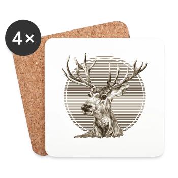Cerf - Dessous de verre (lot de 4) - blanc - Devant