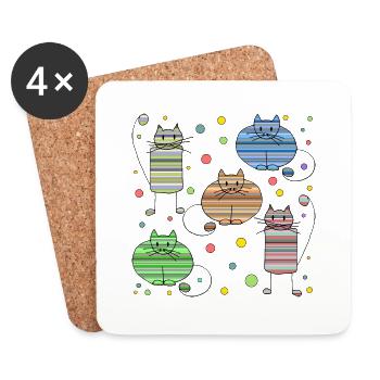 Chats - Dessous de verre (lot de 4) - blanc - Devant
