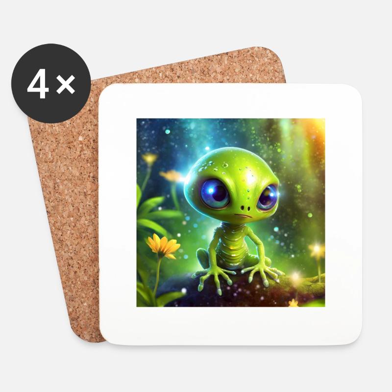 Glühwürmchen Niedlicher Alien-Charakter 57577 - Untersetzer (4er-Set) - Weiß