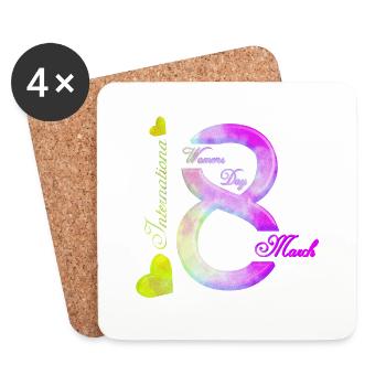 Women's Power March 8 GirlPower Female Feminism - Coasters (set of 4) - white - Front