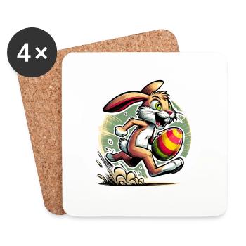 Easter Bunny Football - Coasters (set of 4) - white - Front