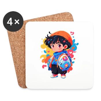 Manga Boy - Coasters (set of 4) - white - Front