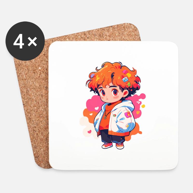 Manga Mädchen - Untersetzer (4er-Set) - Weiß