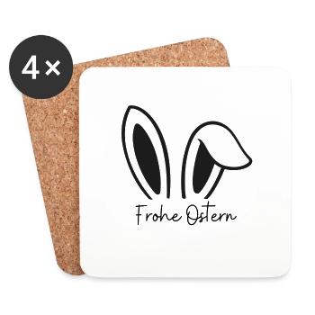 Aufdruck Frohe Ostern - Untersetzer (4er-Set) - Weiß - Vorne