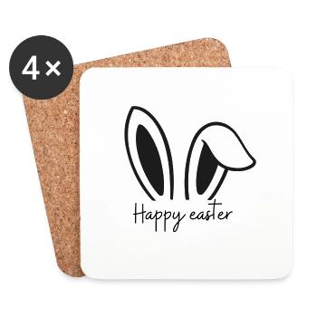 Aufdruck Happy easter - Untersetzer (4er-Set) - Weiß - Vorne