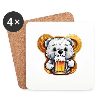 Teddy Bear / Cuddly Toy / Stuffed Animal / Gift Idea - Coasters (set of 4) - white - Front