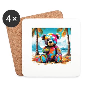 Teddy Bear / Cuddly Toy / Stuffed Animal / Gift Idea - Coasters (set of 4) - white - Front