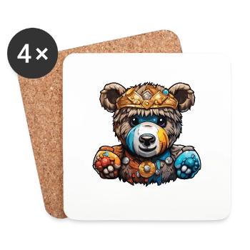 Teddybär / Kuscheltier / Stofftier / Geschenkidee - Untersetzer (4er-Set) - Weiß - Vorne