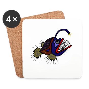 Anglerfisch - Untersetzer (4er-Set) - Weiß - Vorne
