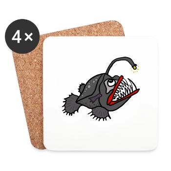 Leuchtender Anglerfisch - Untersetzer (4er-Set) - Weiß - Vorne