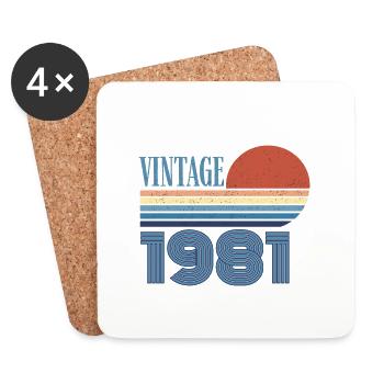 Jahrgang 1981 - Untersetzer (4er-Set) - Weiß - Vorne
