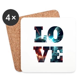 Amour extraterrestre - Dessous de verre (lot de 4) - blanc - Devant
