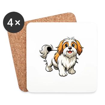 Confident Lhasa Apso Parade - Coasters (set of 4) - white - Front