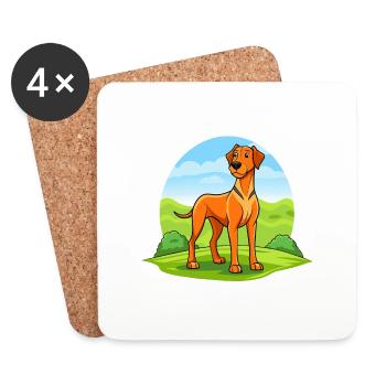 Regal Rhodesian Ridgeback in Savannah - Coasters (set of 4) - white - Front