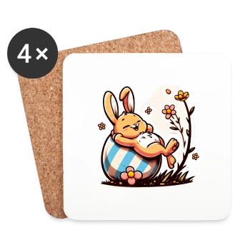 Osterhase faul und niedlich - Untersetzer (4er-Set) - Weiß - Vorne