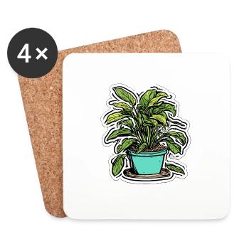 Houseplant / Potted Plant / Decoration / Pot - Coasters (set of 4) - white - Front