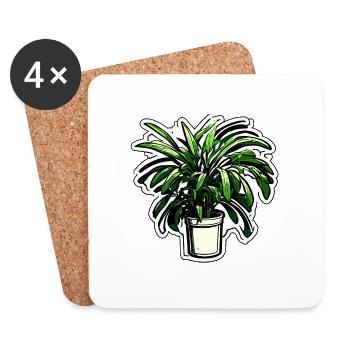 Houseplant / Potted Plant / Decoration / Pot - Coasters (set of 4) - white - Front