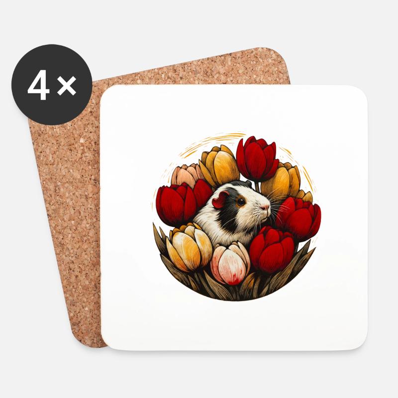Meerschweinchen - Untersetzer (4er-Set) - Weiß