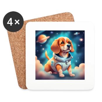 Cute dog in space - Coasters (set of 4) - white - Front
