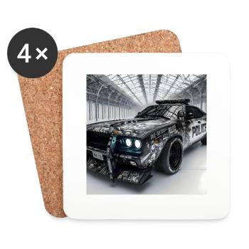 Police cars 1 - Untersetzer (4er-Set) - Weiß - Vorne