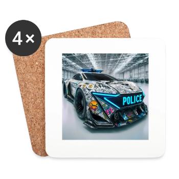 Police Cars 3 - Untersetzer (4er-Set) - Weiß - Vorne