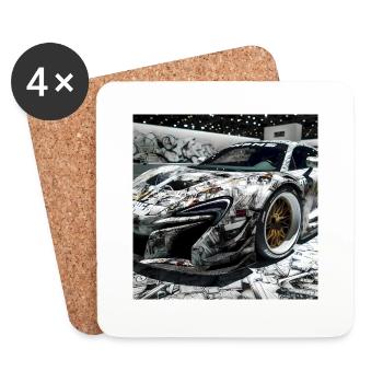 80s Cars 2 - Untersetzer (4er-Set) - Weiß - Vorne