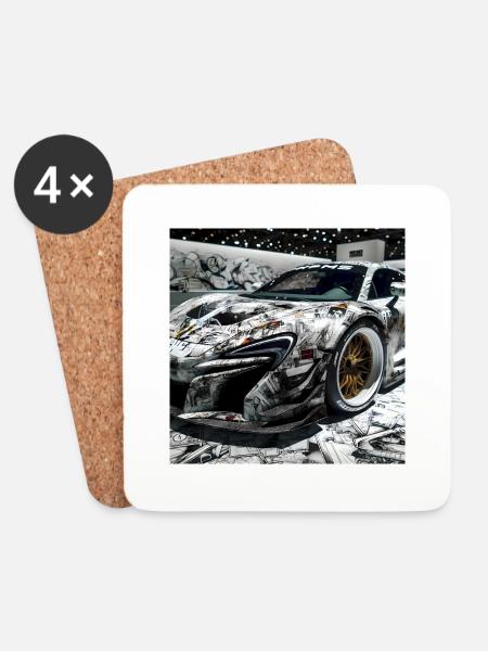 80s Cars 2 - Untersetzer (4er-Set) - Weiß