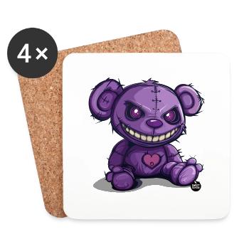 Peluche violette effrayante - Dessous de verre (lot de 4) - blanc - Devant