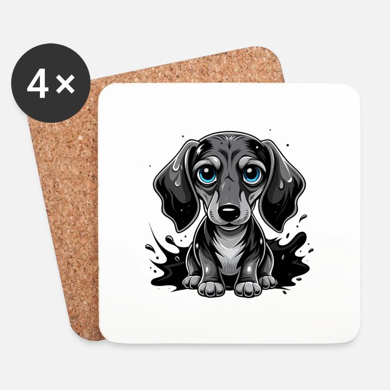 dachshund - Untersetzer (4er-Set) - Weiß