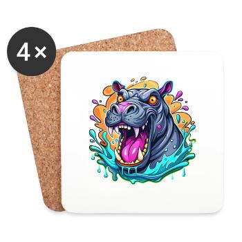 Hippo - Coasters (set of 4) - white - Front