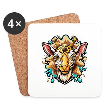 Head of Giraffe - Coasters (set of 4) - white - Front