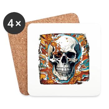 Skull / Totenkopf / Skelett / Gothic / Tattoo - Untersetzer (4er-Set) - Weiß - Vorne