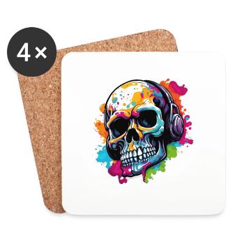 Skull / Totenkopf / Skelett / Gothic / Tattoo - Untersetzer (4er-Set) - Weiß - Vorne