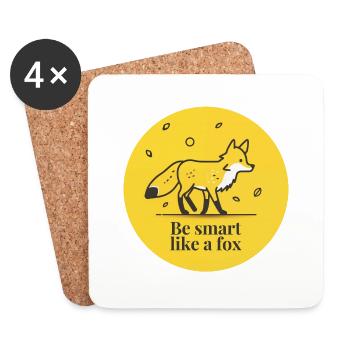 Sei so klug wie ein Fuchs - Be smart like a fox - Untersetzer (4er-Set) - Weiß - Vorne